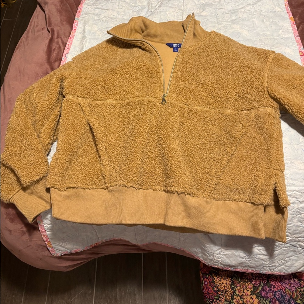 Cozy Tan Fleece Half-Zip Pullover